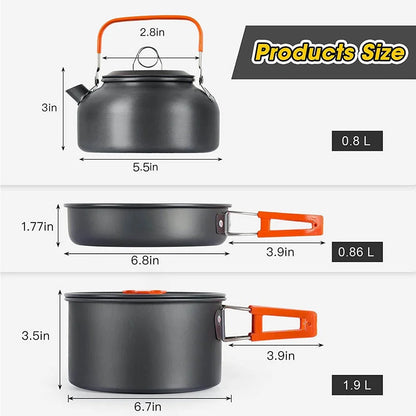 Camping Cookware Lightweight 2-3P Outdoor Set