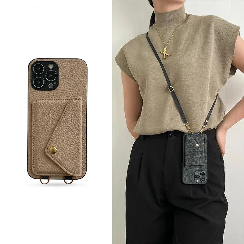 Crossbody Strap Lanyard Leather IPhone Case