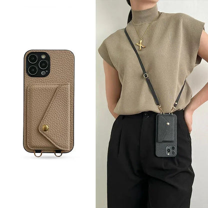 Crossbody Strap Lanyard Leather IPhone Case