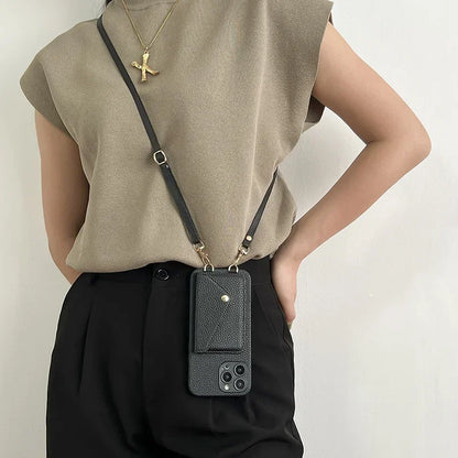 Crossbody Strap Lanyard Leather IPhone Case