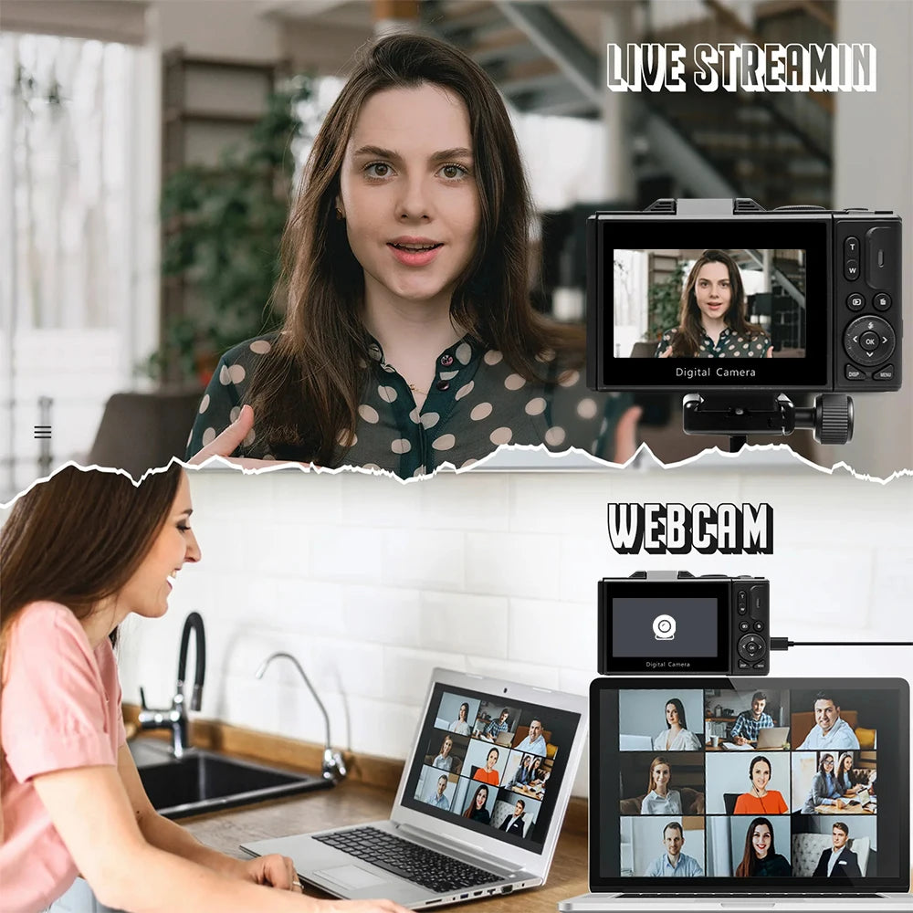 4K Digital Camera for Photography & 18X Digital Zoom 64MP Camera