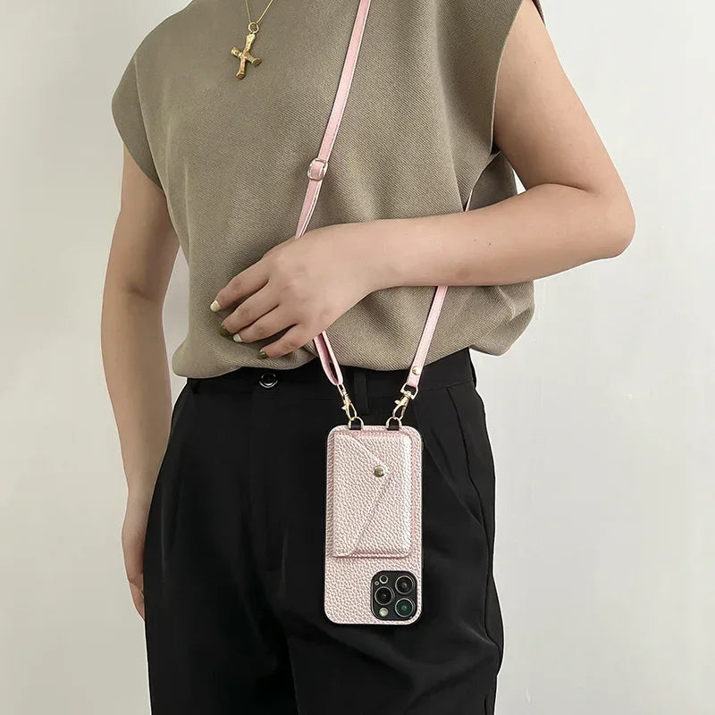 Crossbody Strap Lanyard Leather IPhone Case