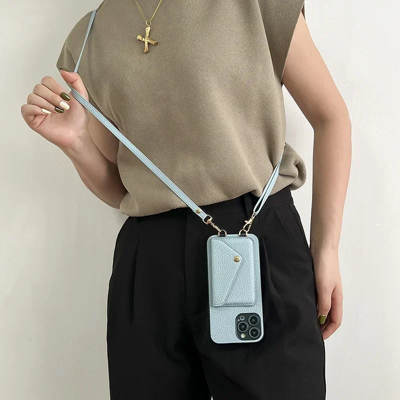 Crossbody Strap Lanyard Leather IPhone Case